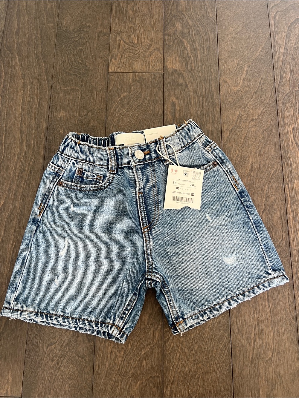 Zara Light Wash Distressed Denim Shorts - Blue